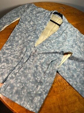 Vintage Light Blue Floral Kimono Jacket